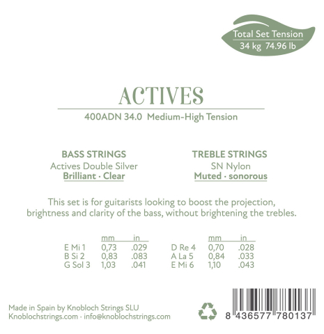 Knobloch "Actives" Double Silver SN Nylon Medium High Tension 400 ADN