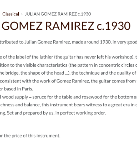 1930 Julian Gomez Ramirez Spruce CSA Rosewood