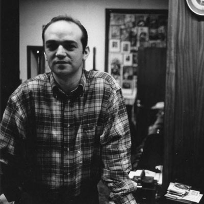 Black-and-white portrait of Manuel Contreras II in the Contreras shop in Madrid