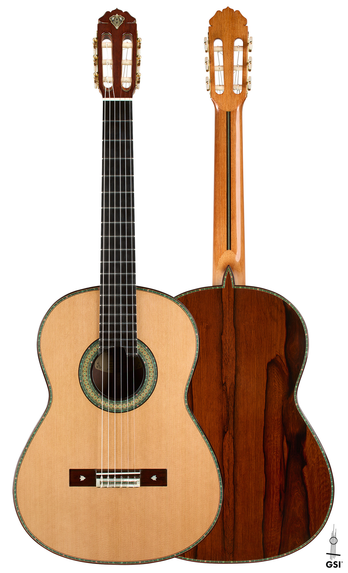 2026 Teodoro Pérez "60th Anniversary 2/10" CD/AR Front and back of a 2026 Teodoro Pérez "60th Anniversary" classical guitar, cedar and African rosewood