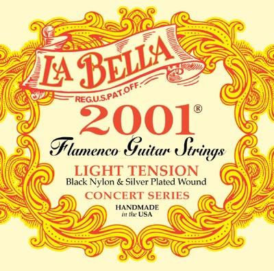La Bella "2001" Flamenco (black trebles) Light Tension